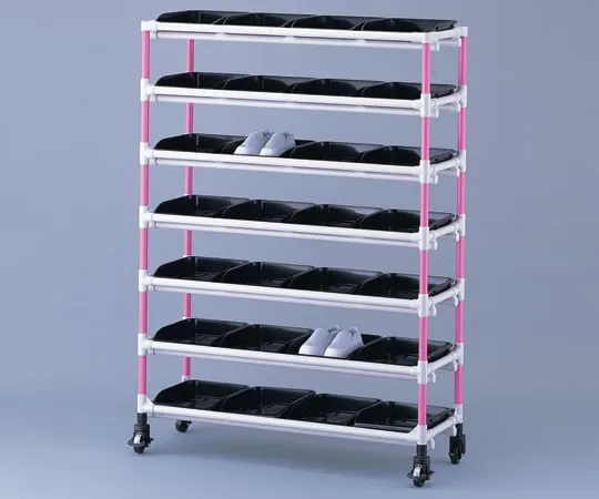 2-7419-03　［Discontinued］Antibacterial Shoes Rack 3 Columns 7 Stages for 21 People Yellow
