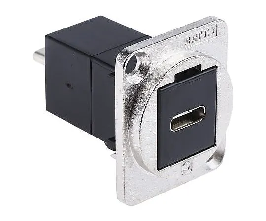 63-4689-75 Female to Male USB C Connector, Horizontal Panel Mount 143-8924