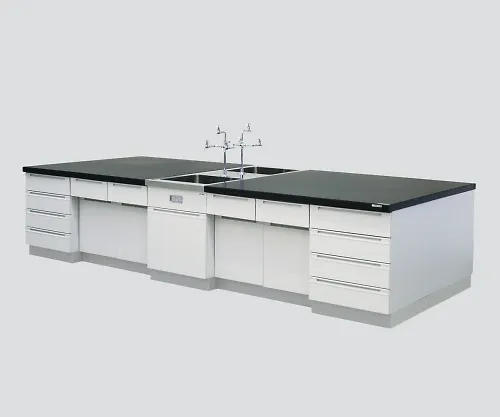 3-3683-02　［Discontinued］Central Laboratory Bench Wooden Riser, with Face-To-Face Sink 2400 x 1200 x 800　SAOC-2412
