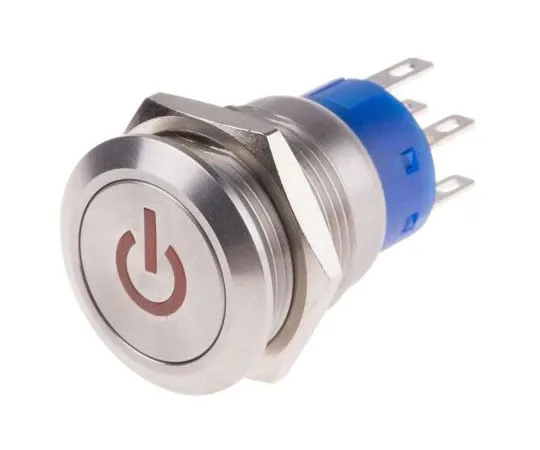 63-4661-53 RS PRO Double Pole Double Throw (DPDT) Momentary Red LED Push Button Switch, IP67, 19 (Dia.)mm, Panel Mount, Power 111-5830