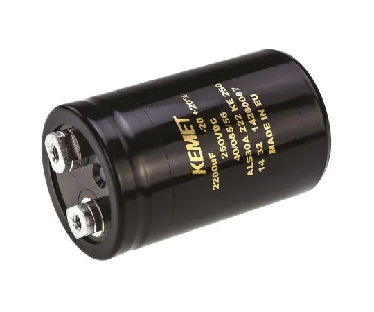 63-4778-19 KEMET 2200μF 250V dc Aluminium Electrolytic Capacitor, Chassis Mount 51 x 82mm +85°C 51mm 82mm ALS30A222KE250