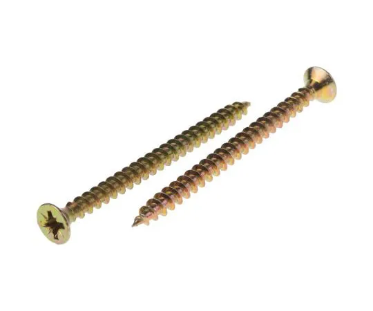 63-4690-62 Pozidriv Countersunk Steel Wood Screw Yellow Passivated, Zinc Plated, 4.5mm Thread, 60mm Length 144-3483