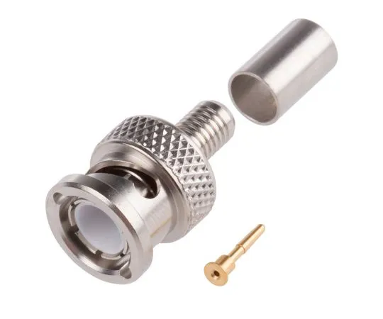 63-4755-90 Radiall Straight 75Ω Cable Mount BNC Connector, Plug, Nickel, Crimp Termination, RG59 R142085000W