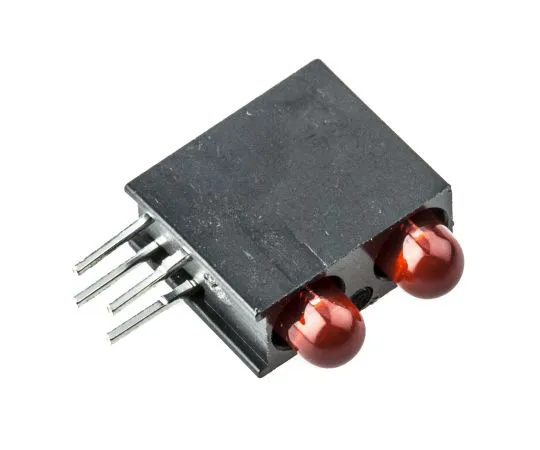 63-4873-60 Dialight 553-0211F, Red Right Angle PCB LED Indicator, 2 LEDs, Through Hole 2.2 V 553-0211F