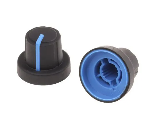 63-4757-28 Sifam Potentiometer Knob, Push-On Type, 18.9mm Knob Diameter, Black, Splined Shaft Type, 6mm Shaft 3/03/TPN130-006/237/233