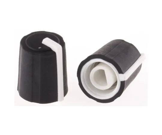 63-4757-16 Sifam Potentiometer Knob, Push-On Type, 11mm Knob Diameter, Black, D Shaped Shaft Type, 4mm Shaft 3/03/DP110-004/237/224