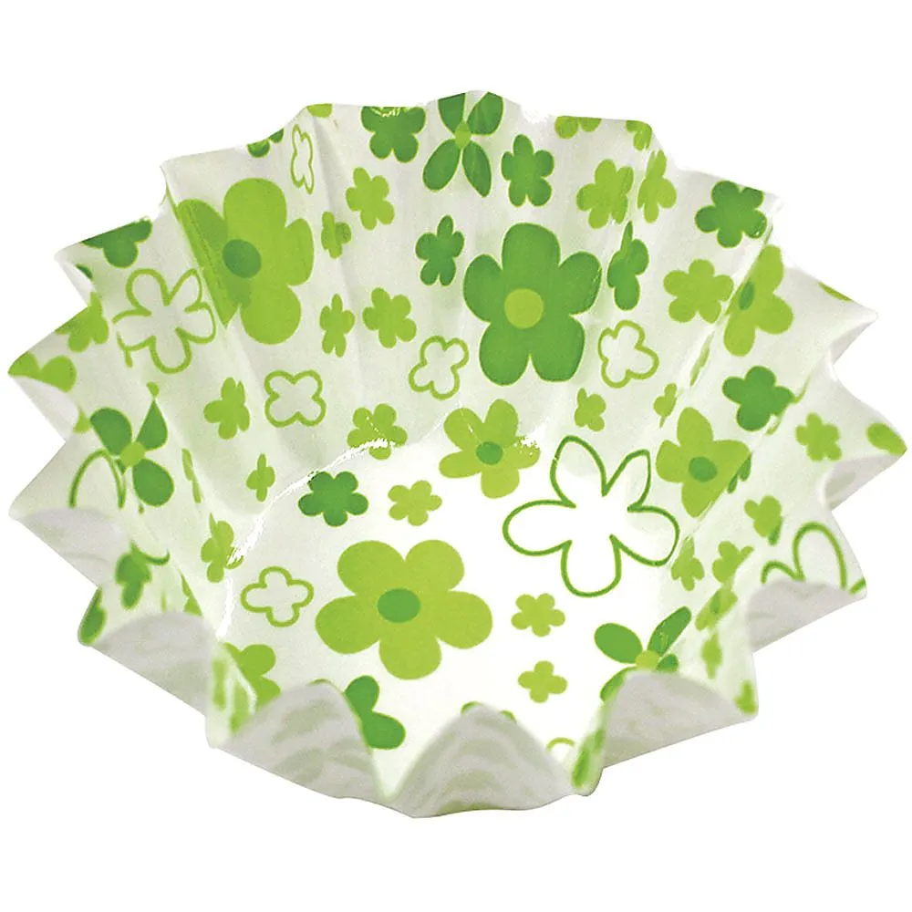 64-4201-39 Paper Cup Coco Case Round (500 Sheets) Small Floral Pattern No. 5 Deep Green