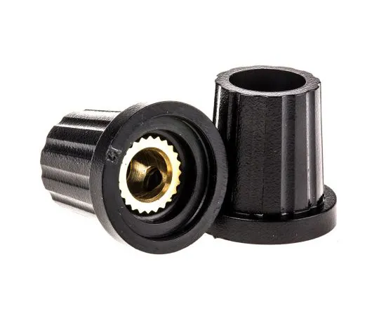 63-4803-42 RS Pro Potentiometer Knob, Push-On Type, 15.7mm Knob Diameter, Black, Red, 6.35mm Shaft 465-9397