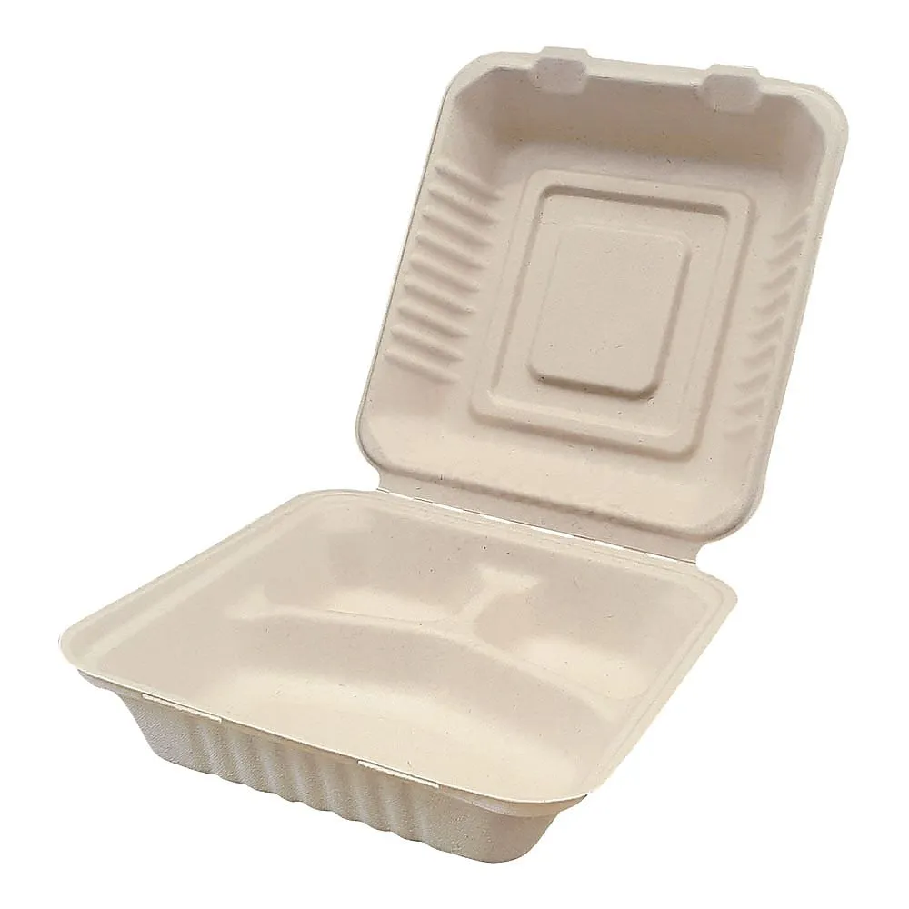 65-3874-68 Eco Container Unbleached Wheat/Take (50 pcs) 3 Dividers