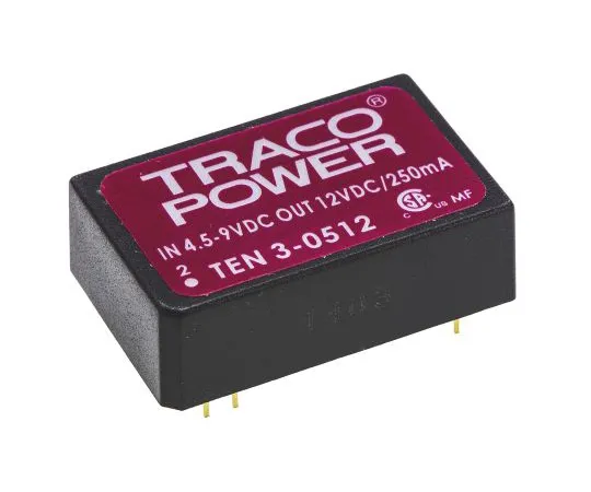 63-4741-69 TRACOPOWER TEN 3 3W Isolated DC-DC Converter Through Hole, Voltage in 4.5 → 9 V dc, Voltage out 12V dc TEN 3-0512