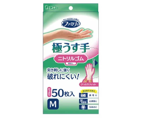 65-8867-06　［Discontinued］Family Ultra-Thin Nitrile Rubber Gloves M 50 Pieces x 24 Boxes