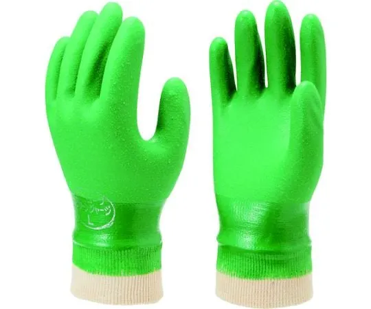 67-6859-44 PVC Gloves No602 Green Jersey 2 Pairs Pack L Size NO602-L