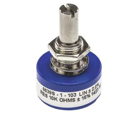 63-4704-25 Bourns 1 Gang Continuous Turn Rotary Conductive Plastic Potentiometer with a 6.35 mm Dia. Shaft, 10kΩ, ±15%, 1W, Linear 6639S-1-103