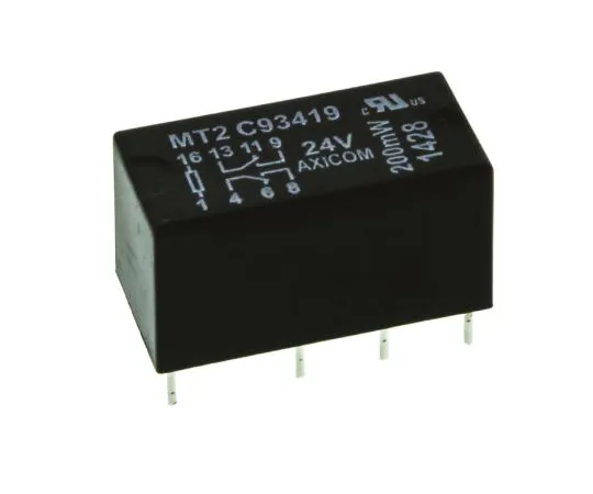 63-4893-79 TE ConnectivityMT2 DPDT Non-Latching Relay PCB Mount, 24V dc Coil, 2A MT2-C93419