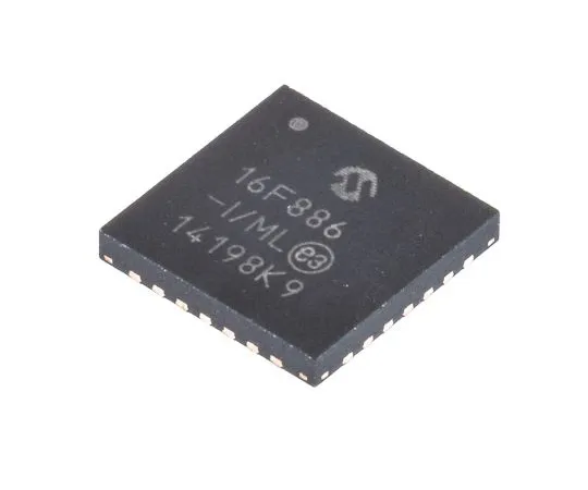63-4930-74 Microchip PIC16F886-I/ML, 8bit PIC Microcontroller, 20MHz, 8192 x 14 words, 256 B Flash, 28-Pin QFN PIC16F886-I/ML