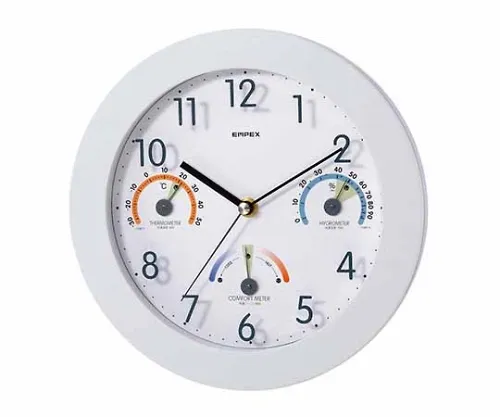 61-6866-40 Thermo-Hygrometer (With Clock) 250 x 35mm 560G Off-White TQ-736
