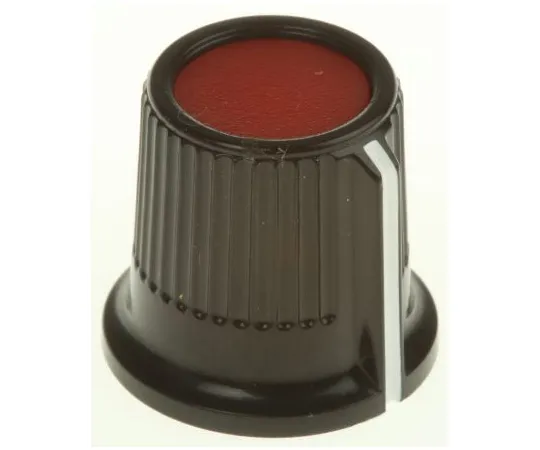 63-4748-09 RS Pro Potentiometer Knob, Grub Screw Type, 16.2mm Knob Diameter, Black, Red, 3.175mm Shaft 259-6862