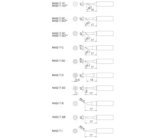 63-4761-38 Dash Series Replacement Tip (For 15 W/20 W) Diagonal Cut Shape N452 Series N452-T-2C