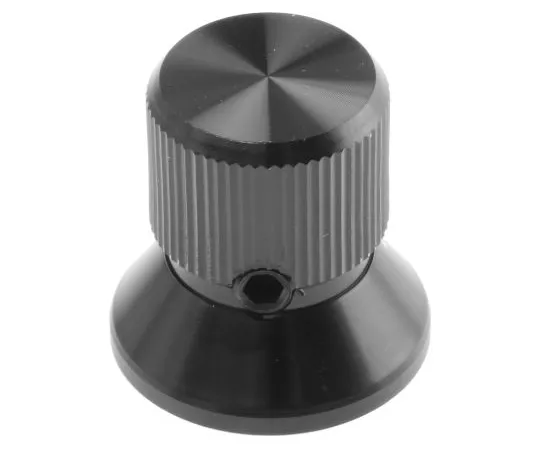 63-4803-58 RS Potentiometer Knob, Grub Screw Type, 19mm Knob Diameter, Black, 6.4mm Shaft 465-9886