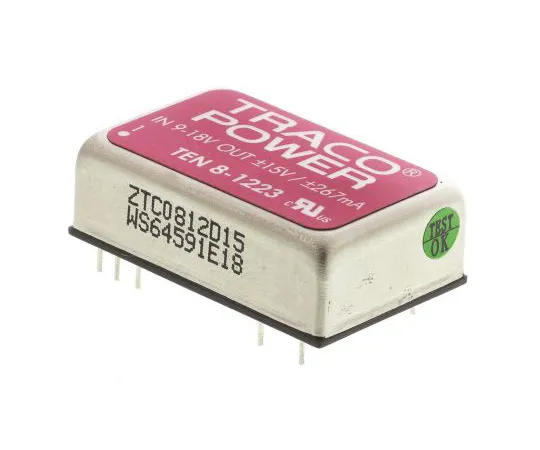 63-4790-80 TRACOPOWER TEN 8 8W Isolated DC-DC Converter Through Hole, Voltage in 9 → 18 V dc, Voltage out ±15V dc TEN 8-1223