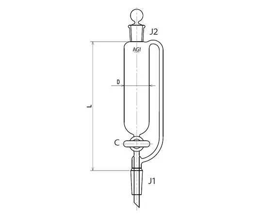 61-0187-81　［Discontinued］Balance Type Separatory Funnel PTFE Cock 30mL　3742-30-3L