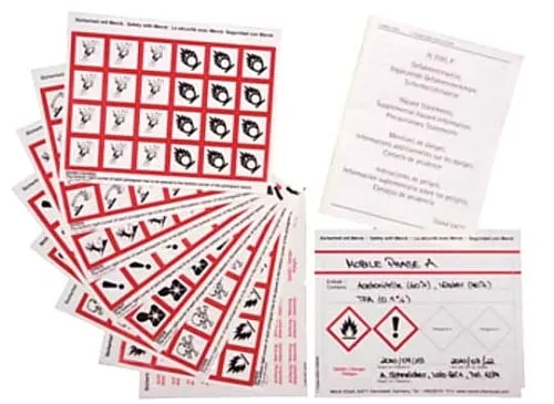 61-0287-99 Adhesive Label Set Acc. GHS Blank Label 20 Sheets 80 x 110 Mm, Hazard Pictogram 168 Sheets, Signal Word 40 Sheets, Leaflets H - And P- Wording Included 100801 1ST 1.00801.0001