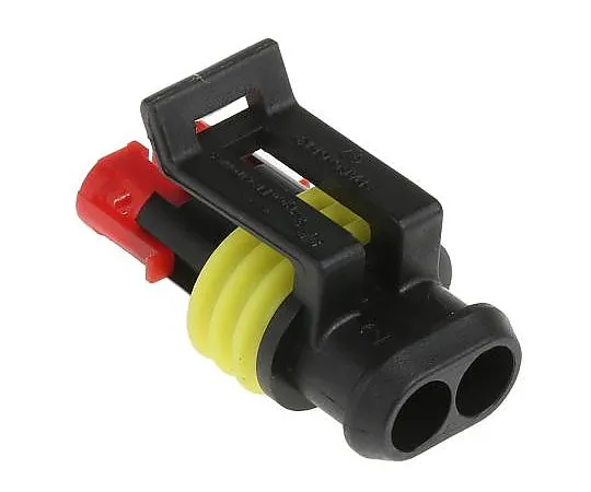 63-4760-46 TE Connectivity AMP Superseal 1.5 Series, 1 Row 2 Way IP66 Cable Mount Plug Connector, with Crimp Termination Method 282080-1