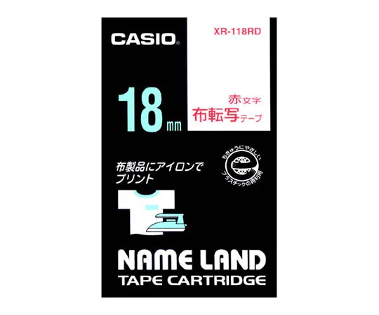 62-1063-90 Casio NAME LAND Label Printer Cloth Transcription Tape 18mm Width (Red Characters/Cloth/Transcription) XR-118RD
