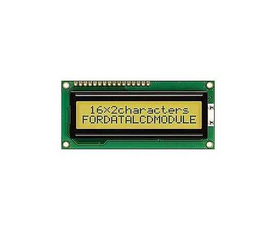 63-4681-48 Fordata FC1602N01-FHYYBW-51LE FC Alphanumeric LCD Alphanumeric Display, Green, Yellow on Yellow-Green, 2 Rows by 16 FC1602N01-FHYYBW-51LE