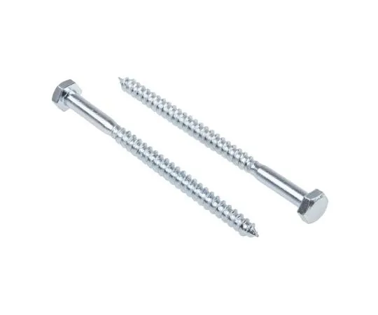 63-4691-04 Hex Steel Wood Screw Bright Zinc Plated, M6 Thread 144-3534