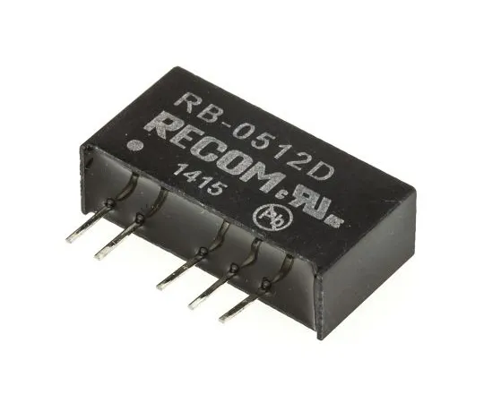 63-4807-09 Recom RB 1W Isolated DC-DC Converter Through Hole, Voltage in 4.5 → 5.5 V dc, Voltage out ±12V dc RB-0512D