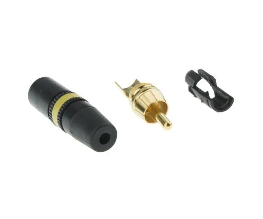 63-4799-44 Neutrik Black, Yellow RCA Plug With Gold Plated Contacts, 1A NYS373-4