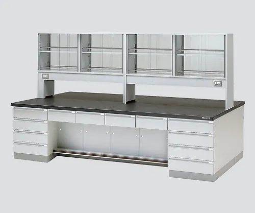 3-3748-01　［Discontinued］Central Laboratory Bench Wooden Type, Desk Type, with Reagent Shelf 1800 x 1200 x 800/1800　SGOE-1812