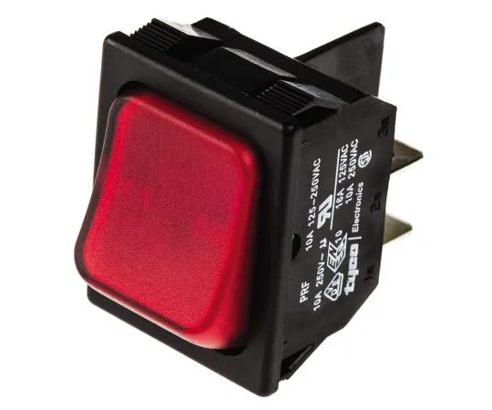 63-4832-24 TE Connectivity Illuminated Double Pole Single Throw (DPST), Latching Rocker Switch Panel Mount 1634201-4