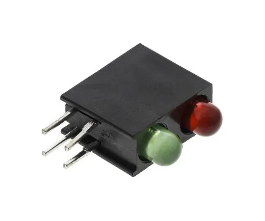 63-4873-53 Dialight 553-0212F, Green & Red Right Angle PCB LED Indicator, 2 LEDs, Through Hole 2.2 V 553-0212F