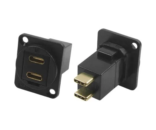 63-4689-73 Female to Male USB C Connector, Horizontal Panel Mount 143-8922