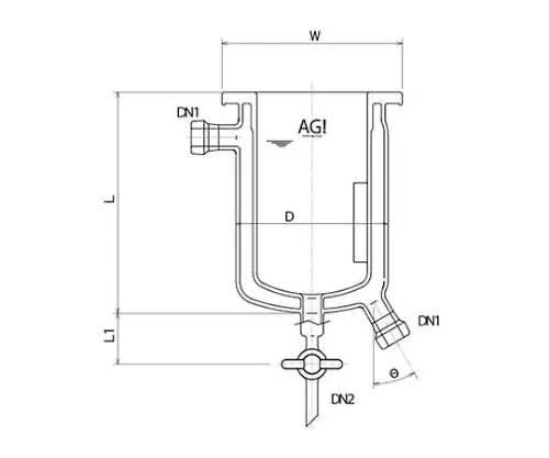 61-4715-55　［Discontinued］Full Jacket Type Reaction Vessel with Drain Cock, Stirring Baffle　3070-03/75-M-A