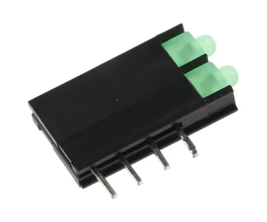 63-4804-13 Kingbright L-4060VH/2GD, Green Right Angle PCB LED Indicator, 2 LEDs, Through Hole 2.5 V L-4060VH/2GD