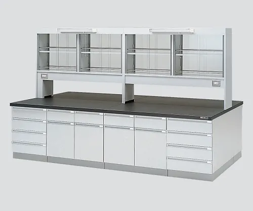 3-3722-01　［Discontinued］Central Laboratory Bench Wooden Type, Flat Type, with Reagent Shelf 1800 x 1200 x 800/1870　SBOG-1812