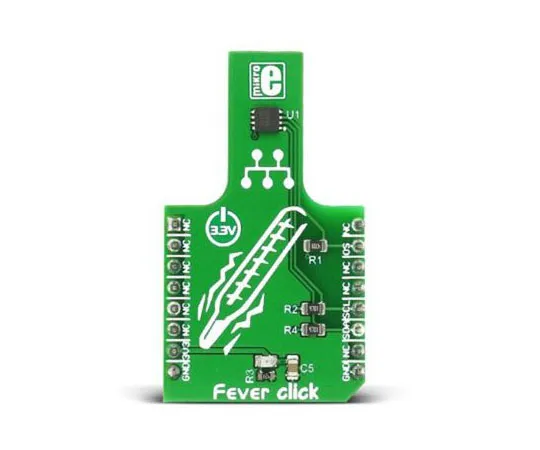 63-4689-50 MikroElektronika MIKROE-2554, Fever Click Temperature Sensor mikroBus Click Board for MAX30205 for Wearable Devices MIKROE-2554