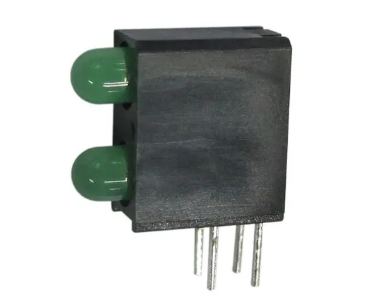 63-4892-86 Kingbright L-710A8MD/2GD, Green Right Angle PCB LED Indicator, 2 LEDs, Through Hole 2.5 V L-710A8MD/2GD