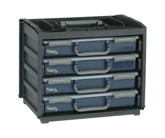 63-4744-91 Raaco 64 Cell Black, Grey PC, PP, Adjustable Compartment Box, 310mm x 376mm x 265mm 136242