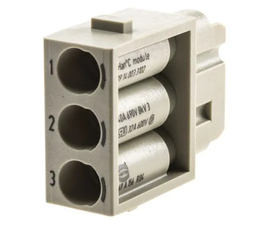 63-4784-25 Han-Modular Series Female Module, 3 Way, 1 Row, Rated At 40A, 500 V, Han C 9140033102