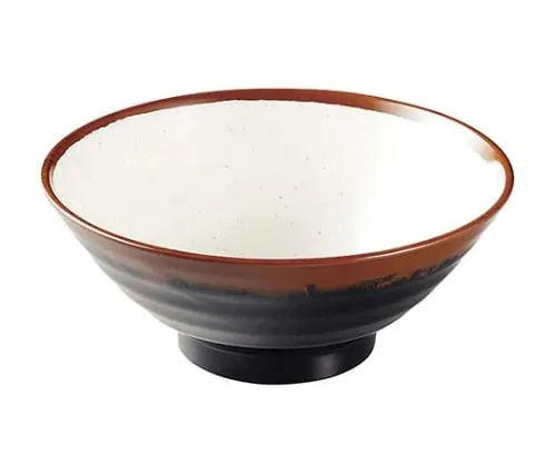 61-6835-53 Melamine Japanese tableware Chojiro kiln soba Bowl AN-65 large double inside white 2428430