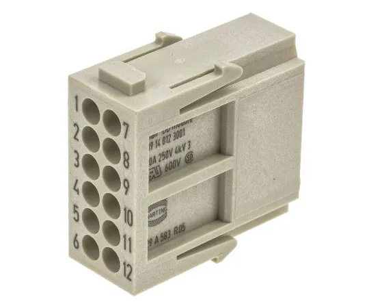63-4734-21 Han-Modular Series Male Module, 12 Way, 2 Row, Rated At 10A, 250 V, Han DD 9140123001