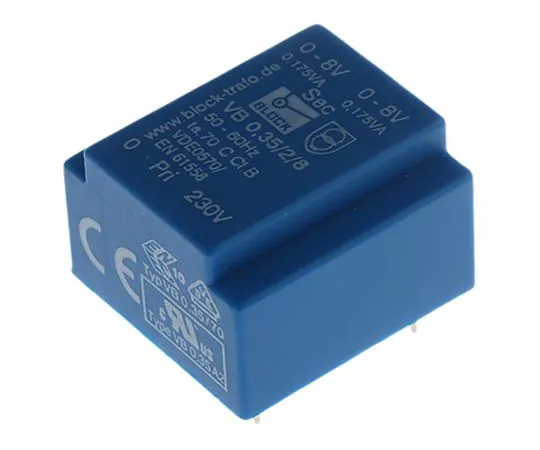 63-4759-19 8V ac 2 Output Through Hole PCB Transformer, 0.35VA VB 0.35/2/8