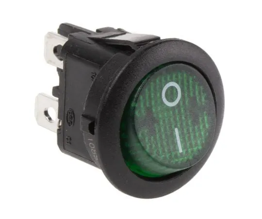 63-4806-24 APEM Illuminated Double Pole Single Throw (DPST), Latching Rocker Switch Panel Mount MR210R5LBG