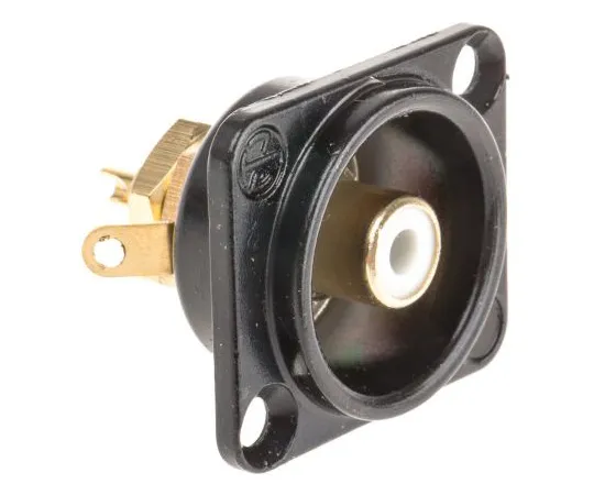63-4799-41 Neutrik Black Panel Mount RCA Socket With Gold over Nickel Plated Contacts, 16A NF2D-B9