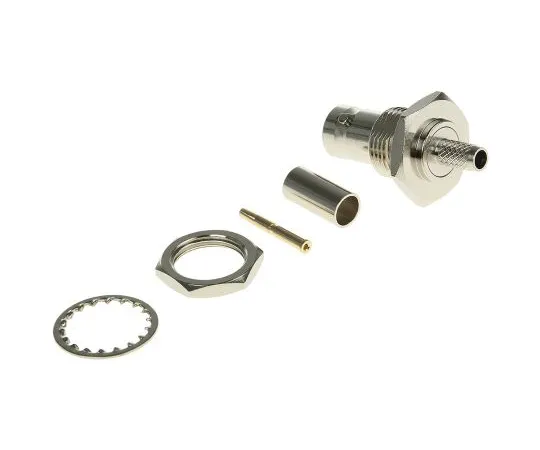 63-4874-37 RS Pro Straight 50Ω Panel Mount Bulkhead Fitting BNC Connector, jack, Nickel, Crimp Termination, RG58 546-3743