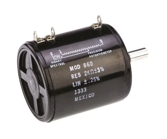 63-4754-85 Vishay 1 Gang 10 Turn Rotary Wirewound Potentiometer with a 6.35 mm Dia. Shaft, 2kΩ, ±1%, 8W, Linear 860B1202 860B1202